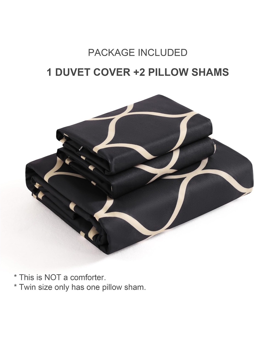 King Reversible Black and Beige Lattice Duvet Cover Set - Picture 3 of 6